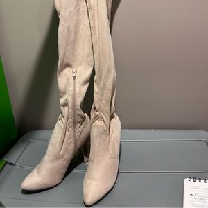 Charlotte Russe Vienna thigh high rose gold micro suede boots.  New.  Size 9.